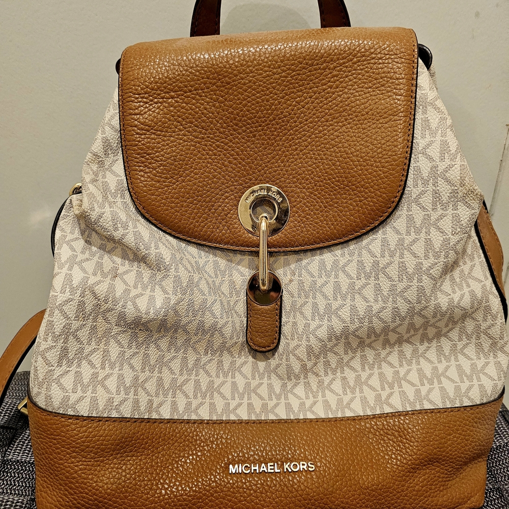 Michael Kors Brown and Cream Backpack